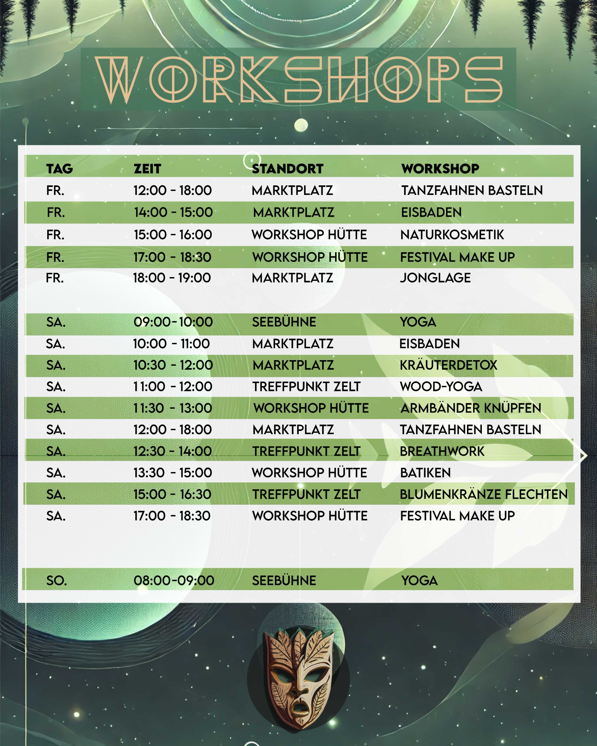 Timetable Workshops COL25